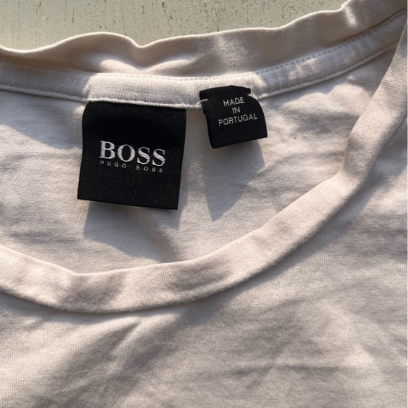 Men's BOSS T-Shirt Black White Logo Spell-Out XL FADED Designer Europe Casual - Picture 2 of 14